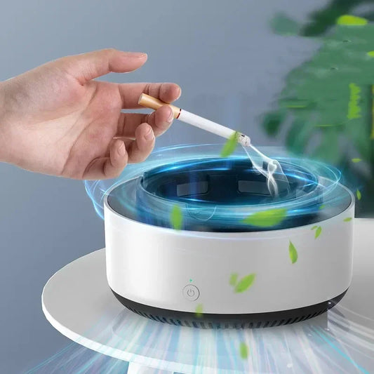 Smart air purifier ashtray with ionizer for smoke removal